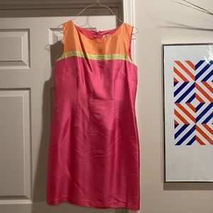 Vintage Silk 1960s Colorblock Mini Dress